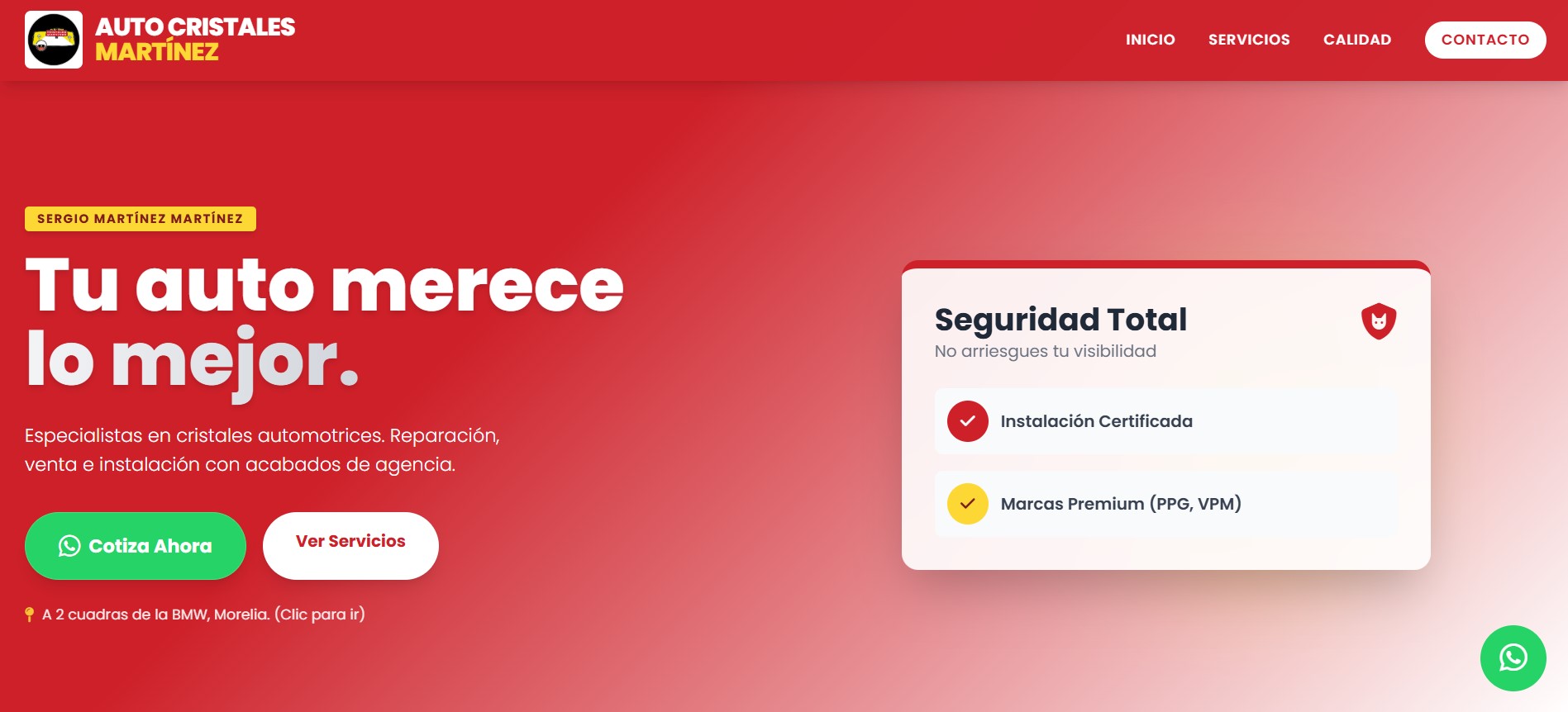 Sitio web Autocristales Martínez